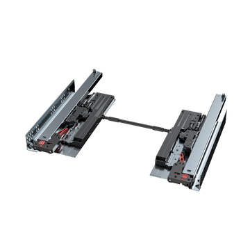 Push to Open and Soft Closing Full Extension Undermounted Slides with Synchronization Rod